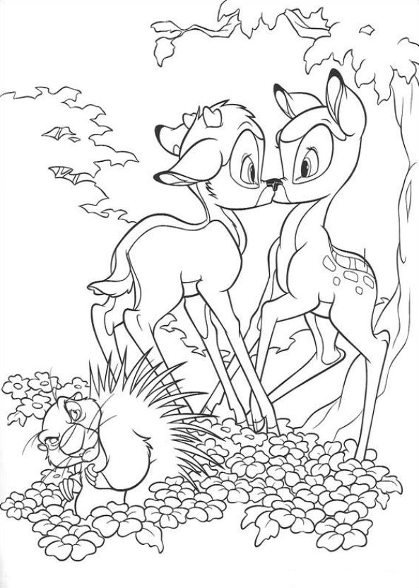 Print Bambi en Feline kussen kleurplaat